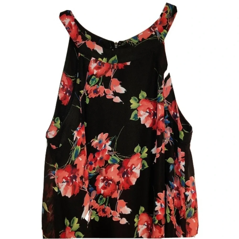 Betsey Johnson Womens Black Floral Dress Size‎ 8 Sleeveless Halter Style